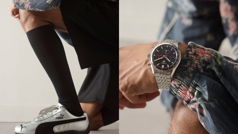 PUMA ブラック レッド クォーツ腕時計 モータースポーツコレクション プーマ「スピードキャット」とタグ・ホイヤー「カレラ」、モーター