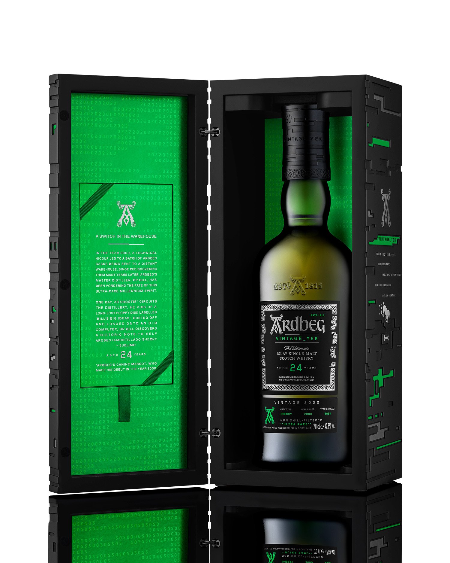 006 Ardbeg Y2K V2 Bottle inside gift box With Reflection.jpg