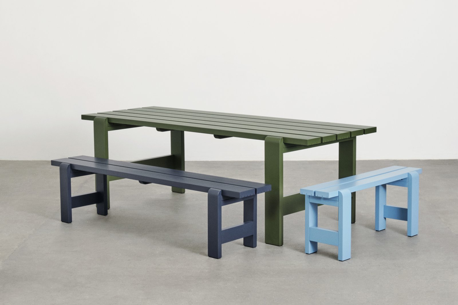 Weekday Table olive wb lacquer pinewood_Weekday Bench steel blue_azure blue wb lacquer pinewood.jpg