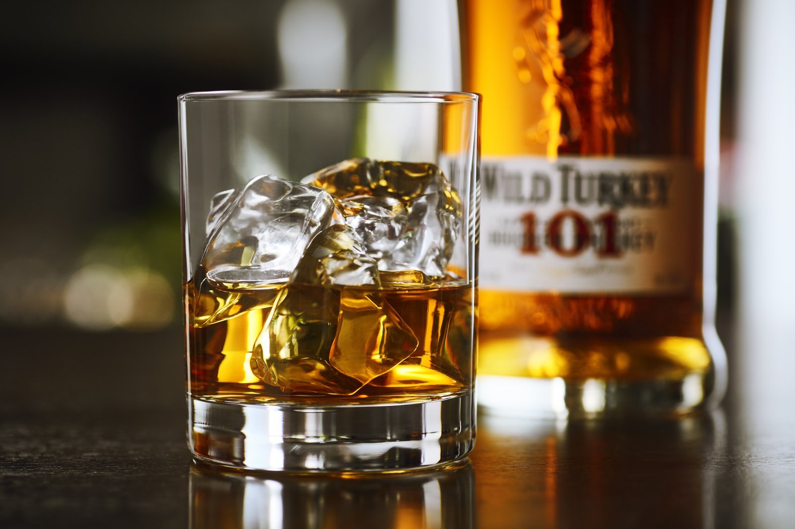 Wild Turkey Home 101 Bourbon On The Rocks Close Up - Lifestyle Image.jpg