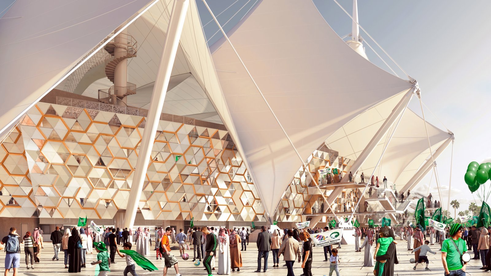 天幕とファサード  Populous_King Fahad Sports City Stadium - Entrance 1.jpg